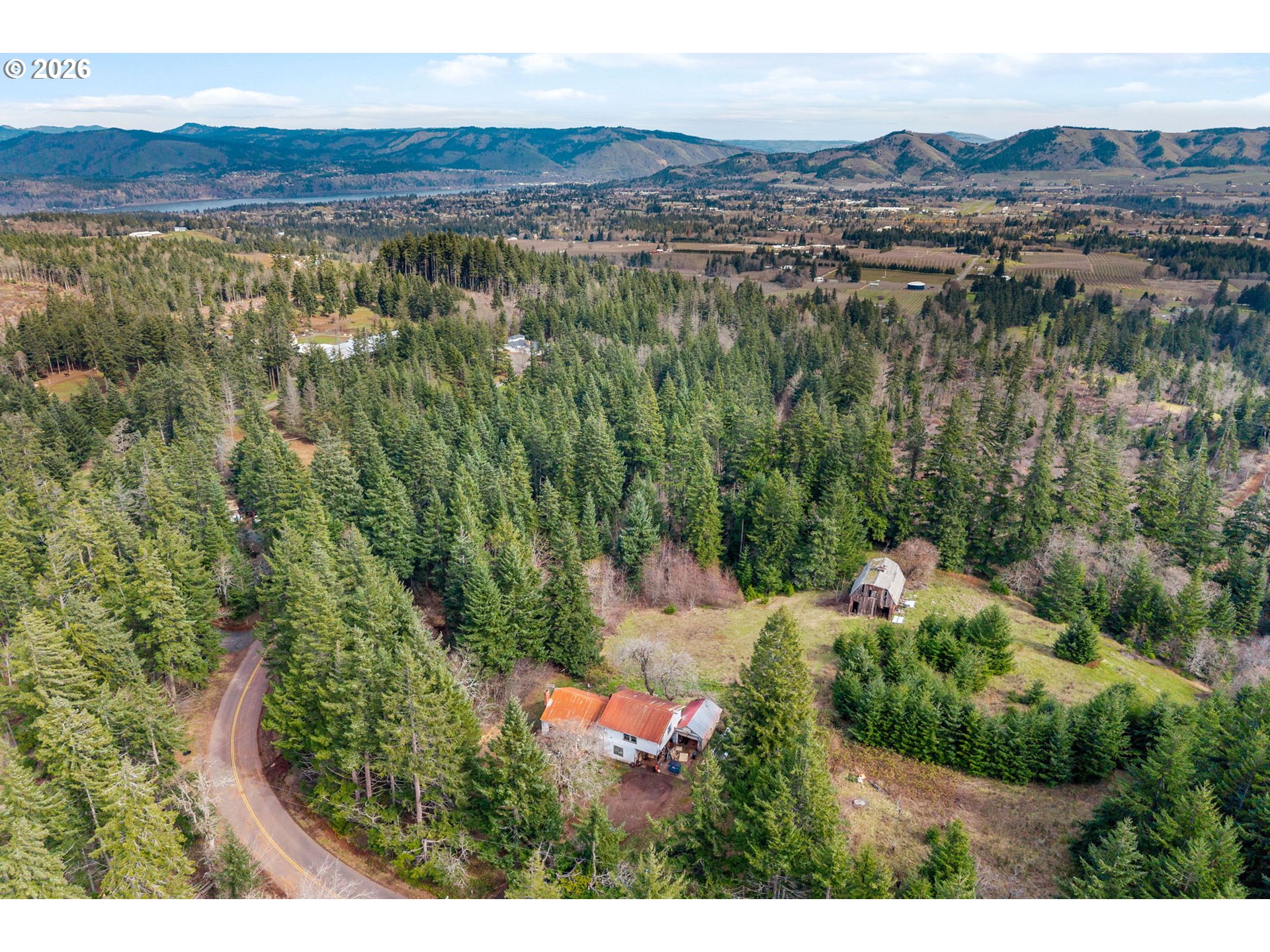 5195 York Hill Road Hood River, OR 97031 - Photo 12 of 31 an aerial view of residential house with outdoor space and river