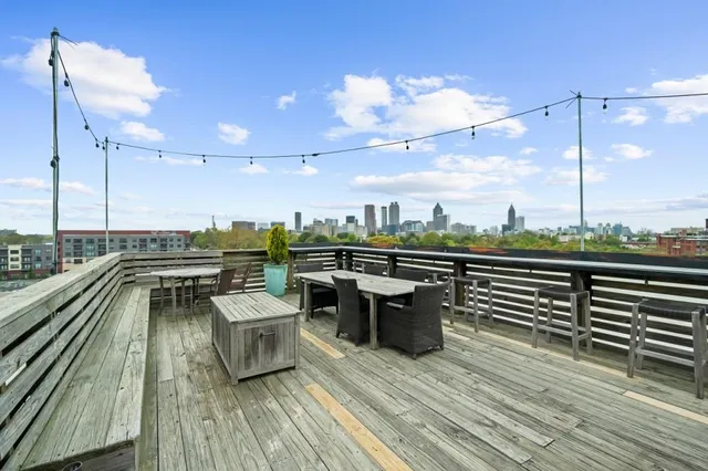 a view of a terrace with seating space