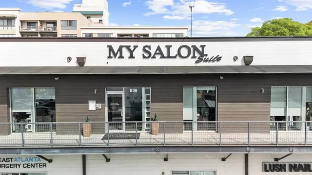 a front view of a building with glass windows