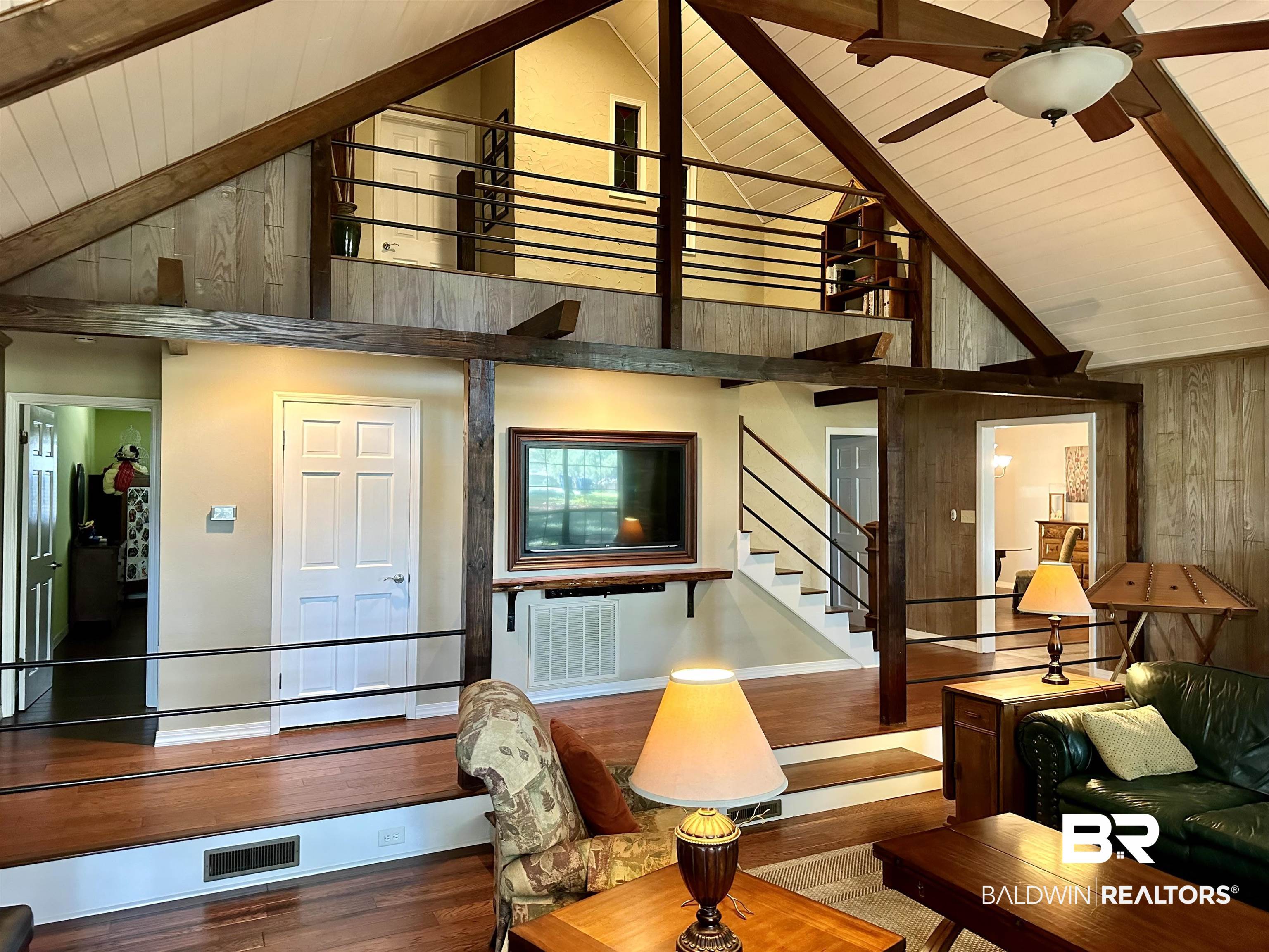 117 Belle Meade Brewton, AL 36426 - Photo 5 of 62 Interior space featuring high vaulted ceiling, hardwood / wood-style flooring, and beamed ceiling