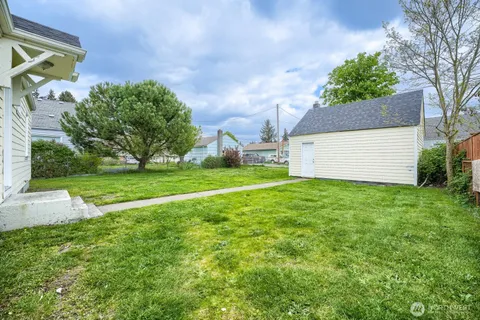 a view of a backyard with a garden