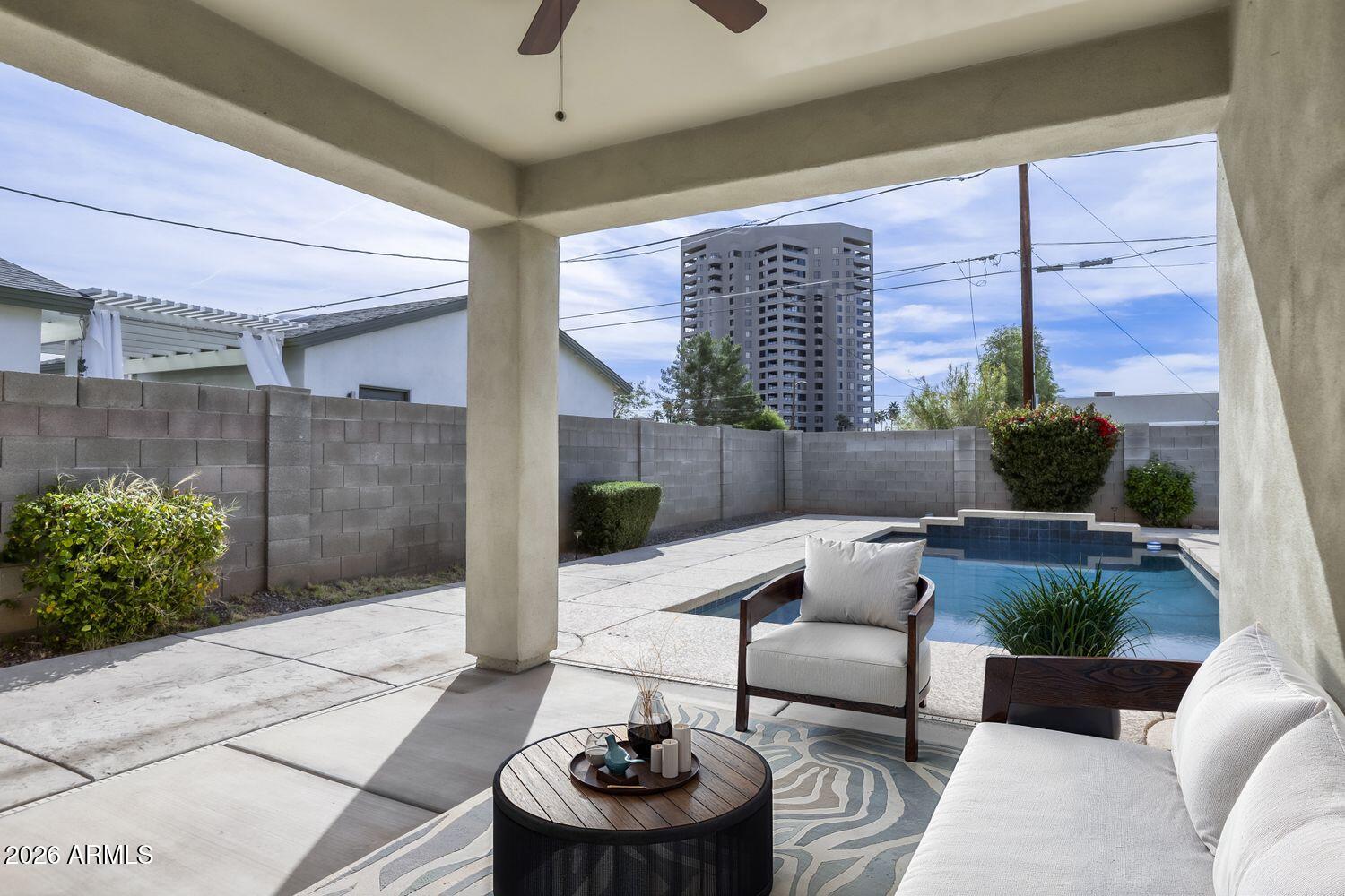 1005 East Weldon Avenue Phoenix, AZ 85014 - Photo 28 of 33 Virtually Staged Covered Backyard Patio