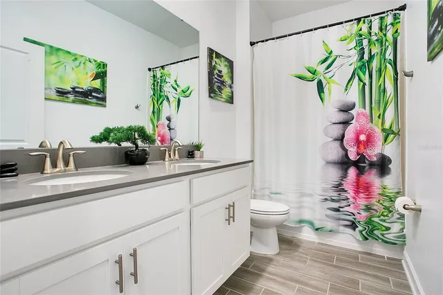 a bathroom with a sink a mirror and a toilet