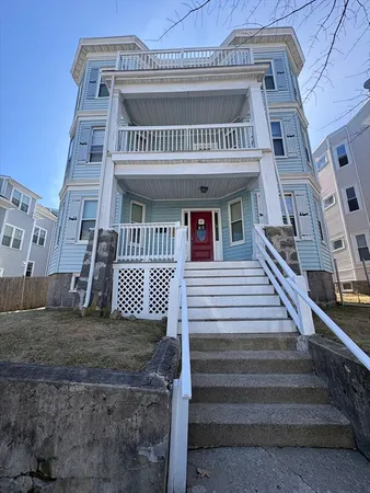 a view of a building with a balcony
