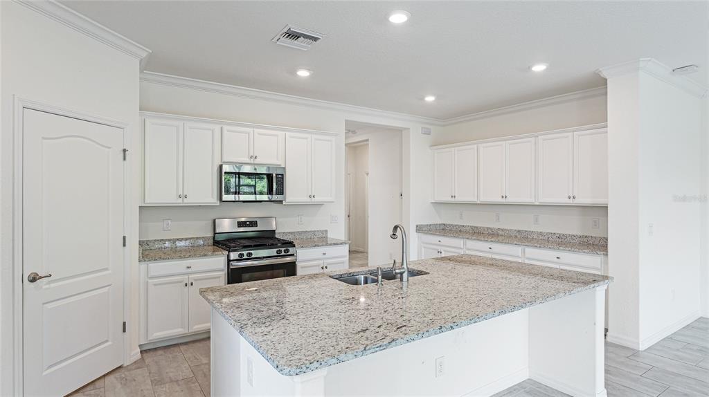 17311 Blue Ridge Place Bradenton, FL 34211 - Photo 9 of 55 a kitchen with granite countertop a sink stove and cabinets