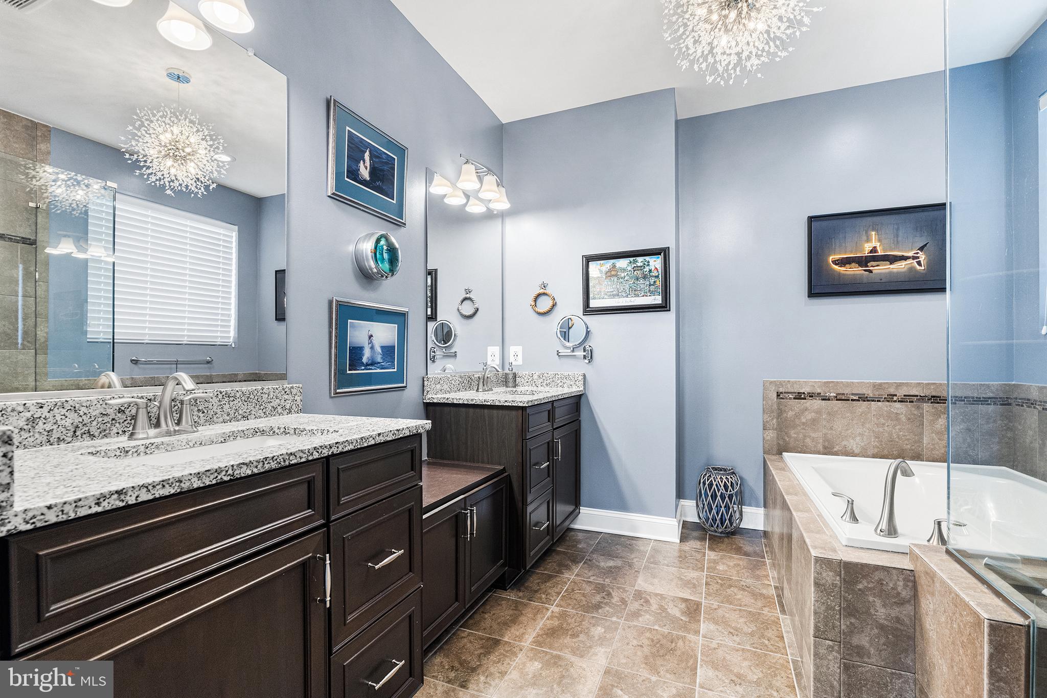 36207 Watch Hill Road Frankford, DE 19945 - Photo 16 of 35 a spacious bathroom with a granite countertop sink a mirror and a bathtub