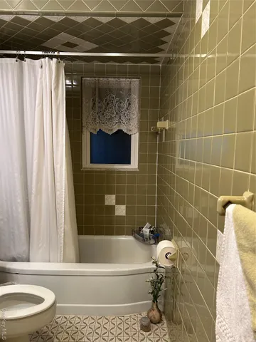 a bathroom with a toilet and a tub