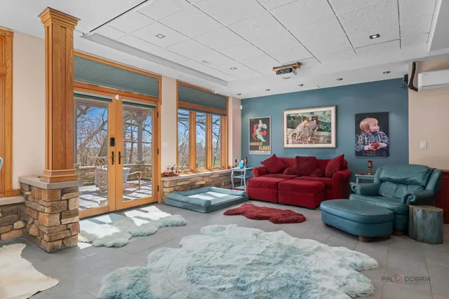 a view of deck with furniture and wooden floor