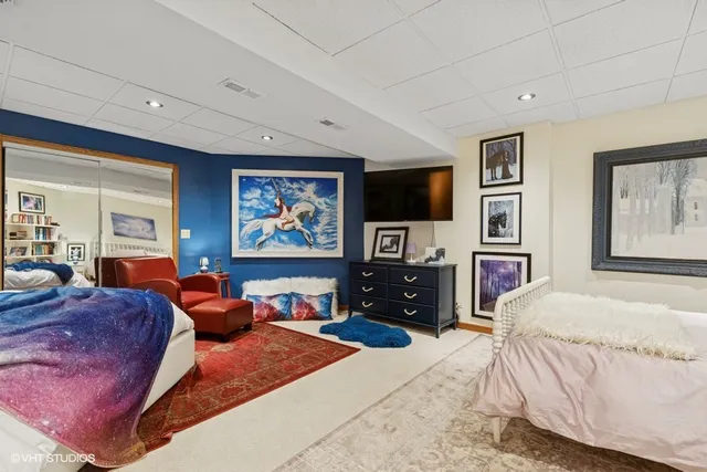 a view of a street with a yard