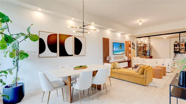 a living room with furniture