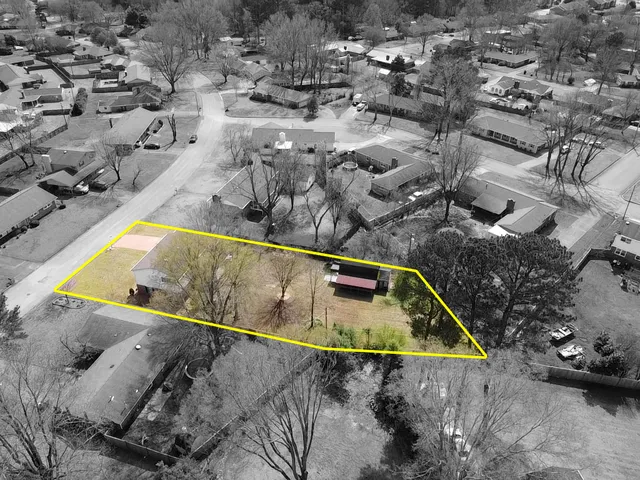 an aerial view of a house