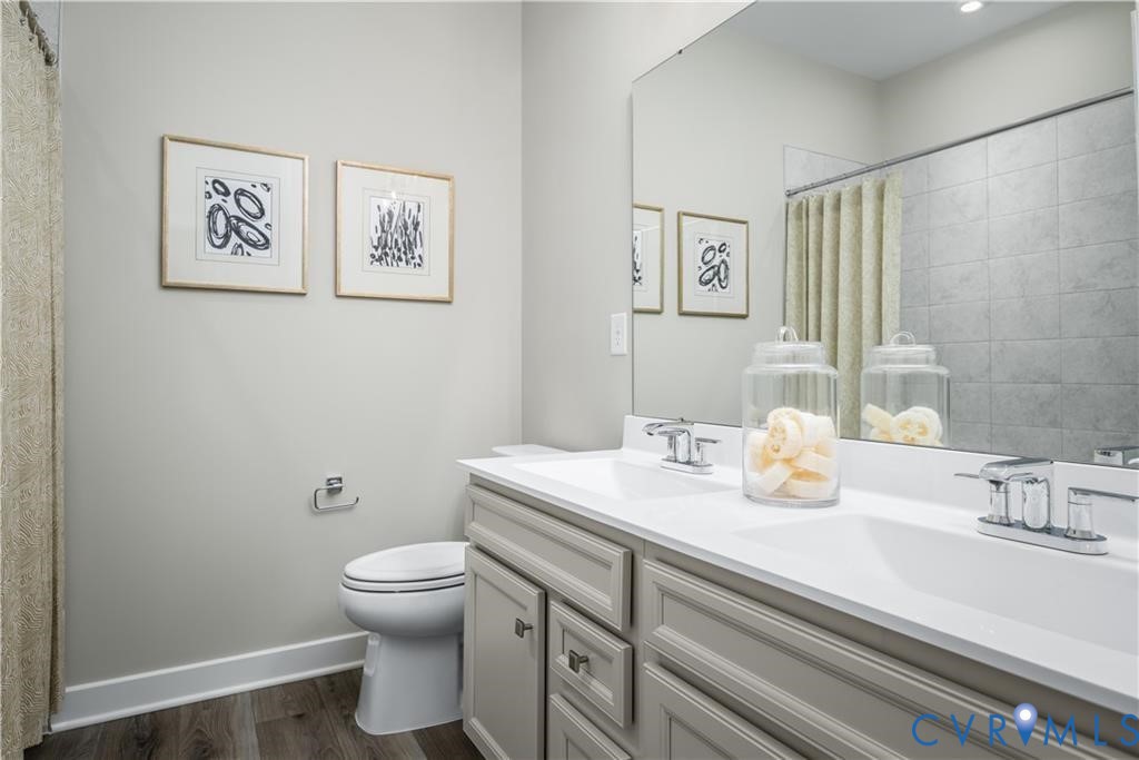 2806 Calgary Loop Chester, VA 23831 - Photo 15 of 20 a bathroom with a sink a toilet and mirror