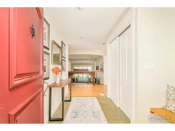 a view of a hallway with a large window