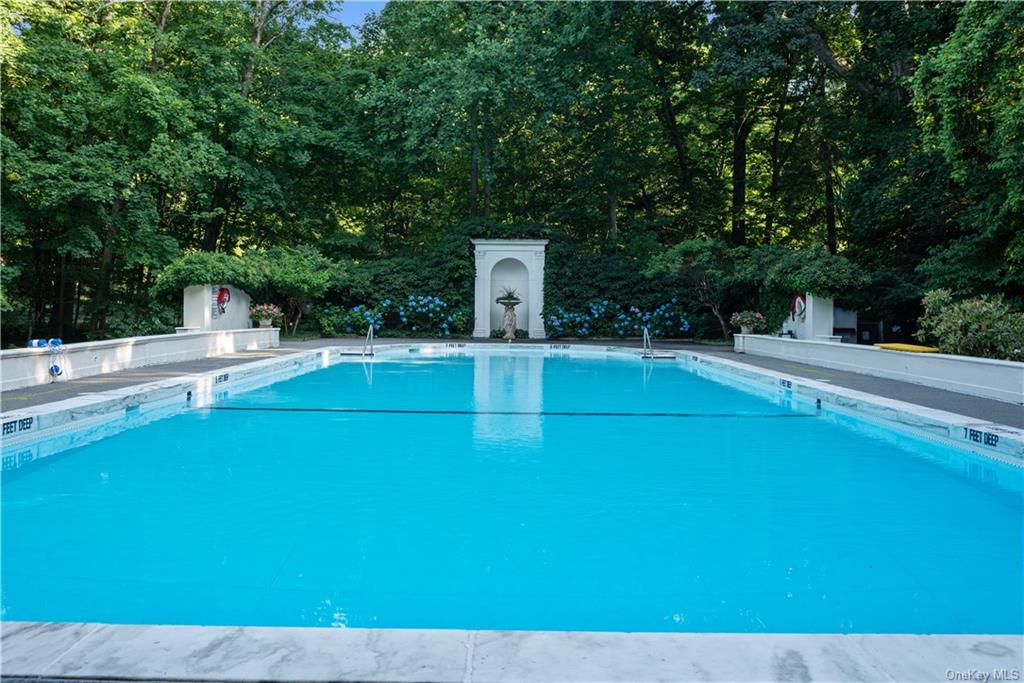 a view of a pool with an outdoor space