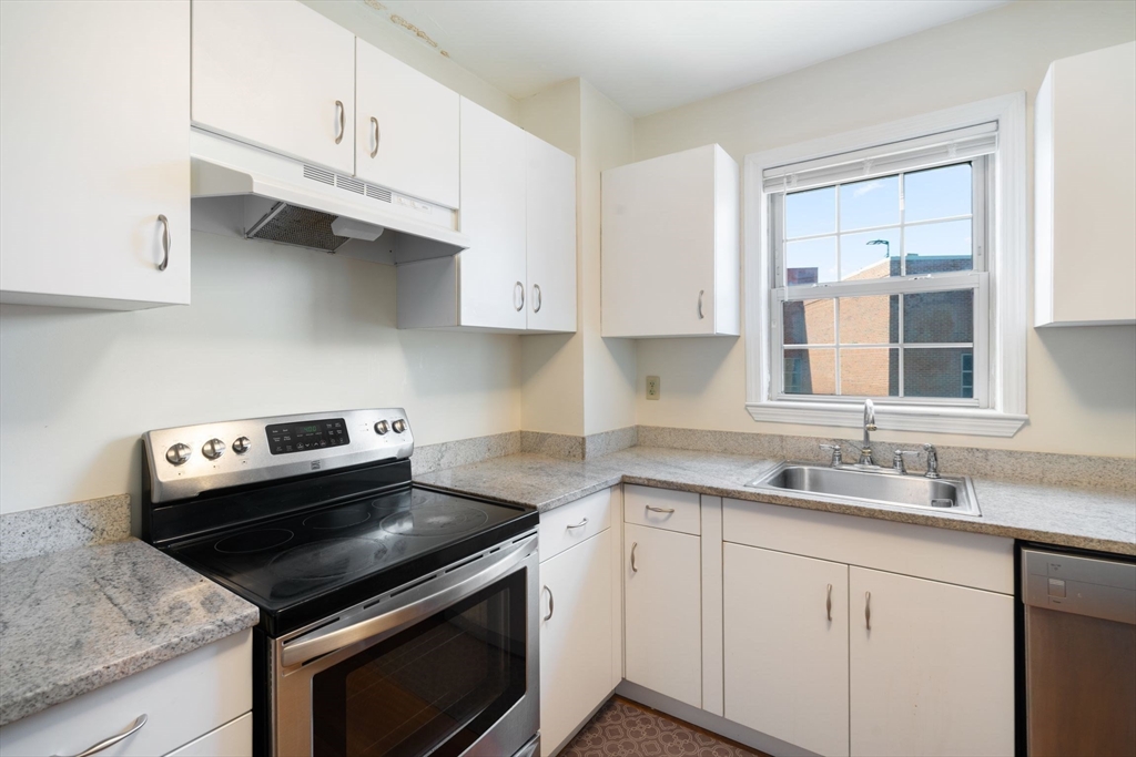 251 Roxbury Street, Unit 2 Boston, MA 02119 - Photo 2 of 16 a kitchen with cabinets appliances a sink and a window