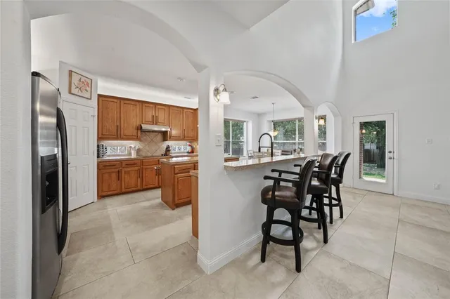 a kitchen with lots of counter top space