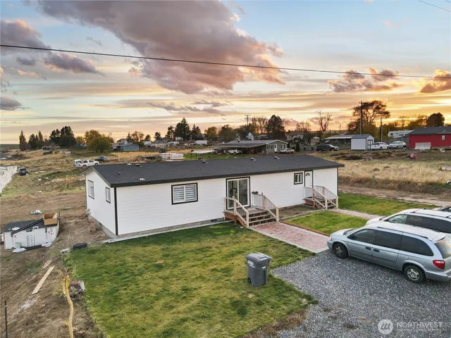 an aerial view of a house