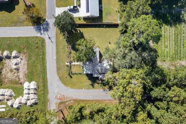 an aerial view of a house having outdoor space