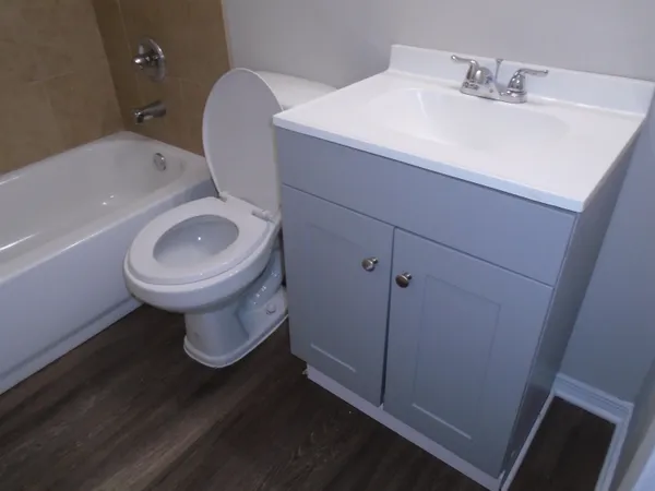 a bathroom with a sink a toilet and vanity