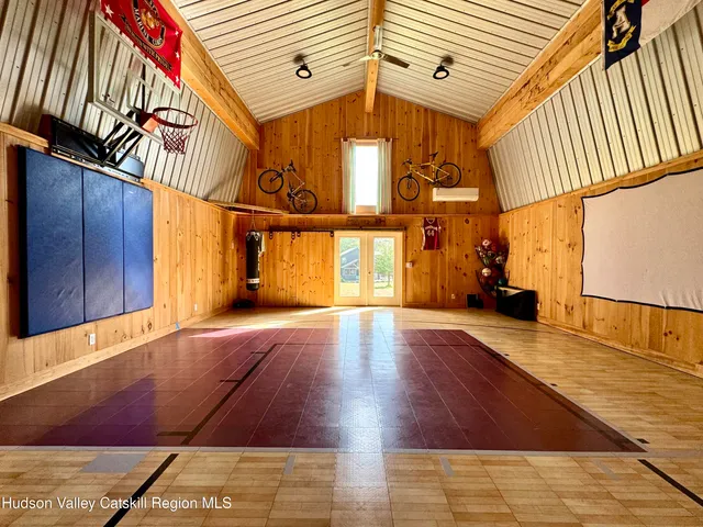 a view of a room with gym equipment