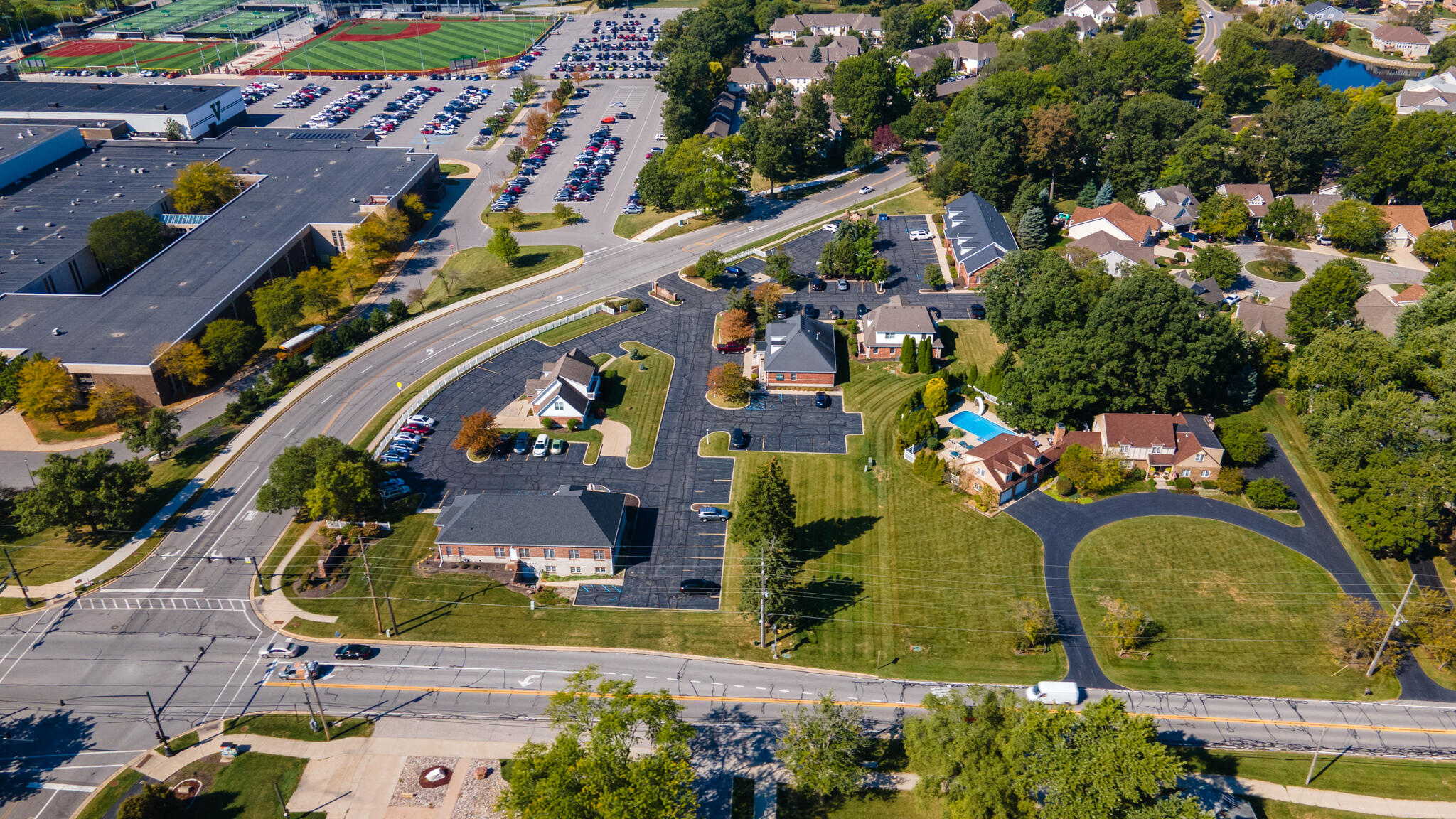 an aerial view of a city