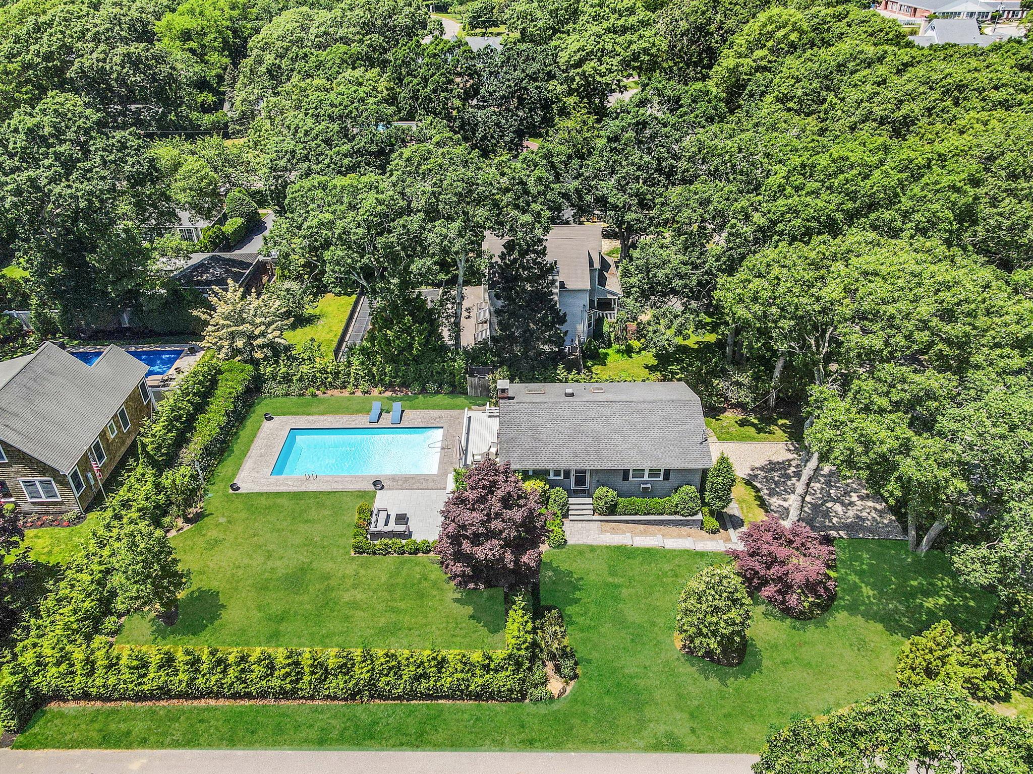 3 Crestview Drive Remsenburg, NY 11960 - Photo 22 of 24 an aerial view of a house with a garden