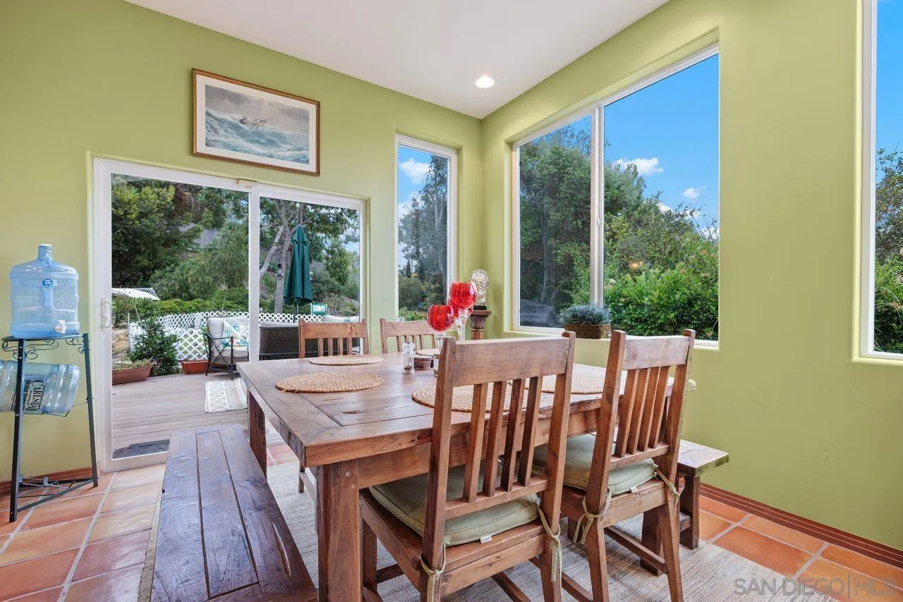 2238 Oceanview Road Oceanside, CA 92056 - Photo 27 of 50 a view of a dining room with furniture large windows and wooden floor