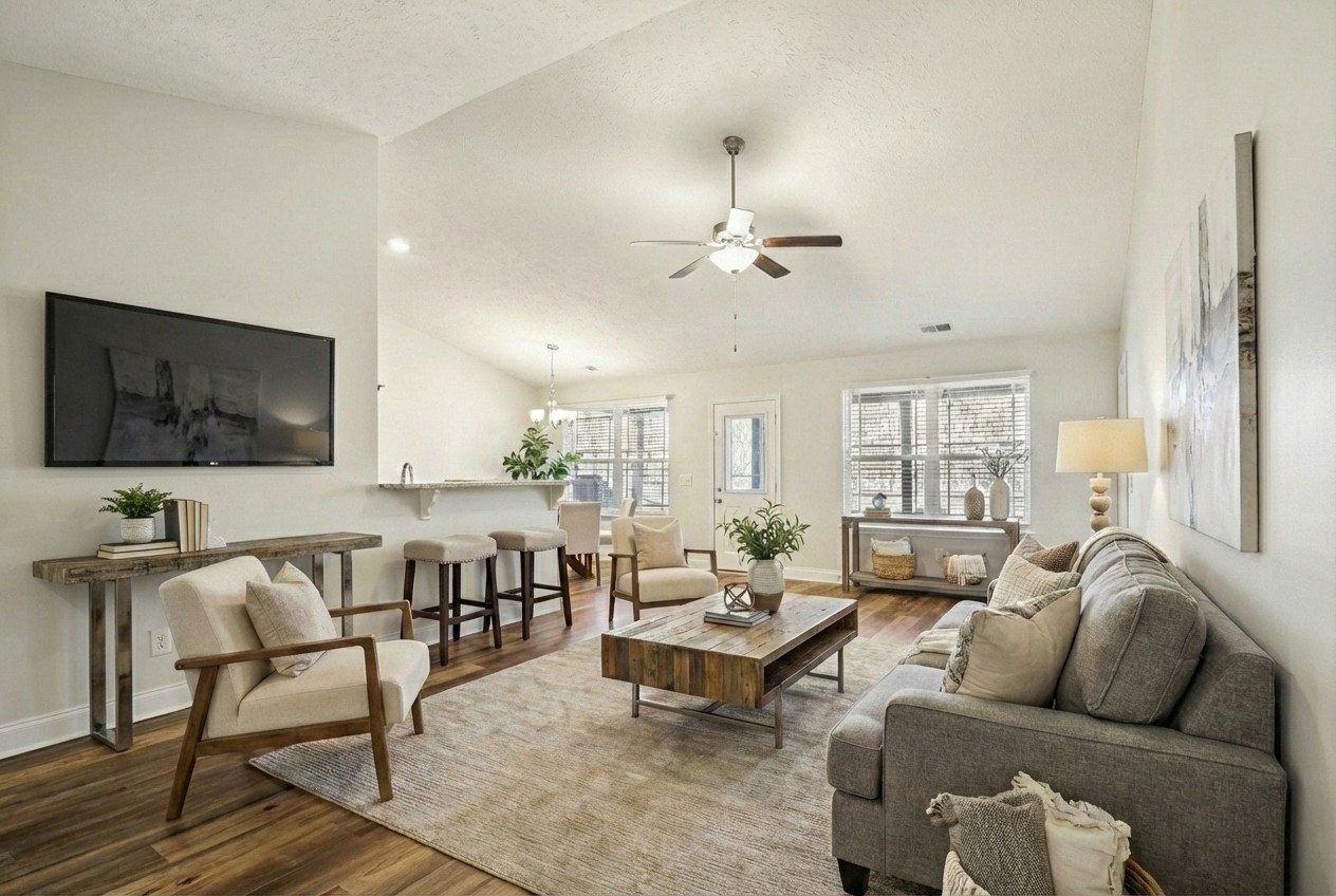 1030 Berra Drive Springfield, TN 37172 - Photo 2 of 13 a living room with furniture a flat screen tv and kitchen view