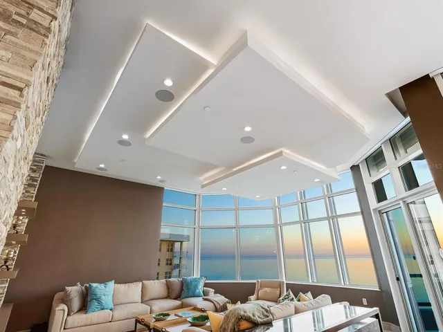 a living room with furniture