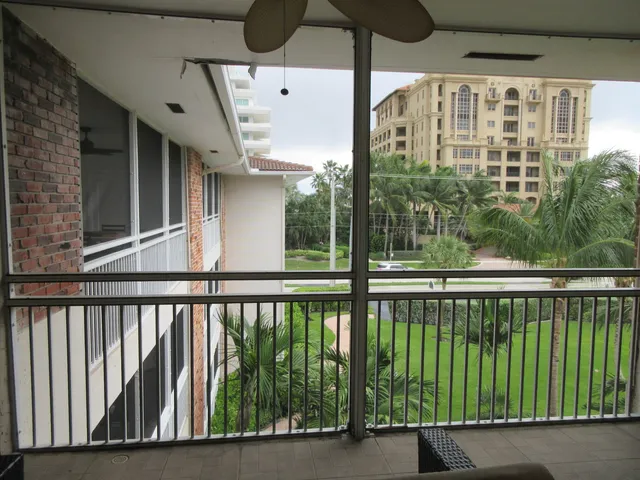 a view of balcony with small garden