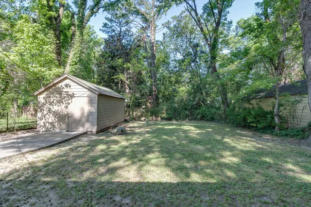 a view of backyard of house