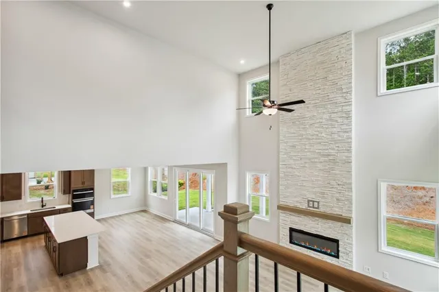 a view of a living room and dining room