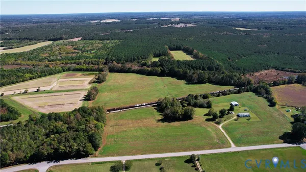 an aerial view of a house