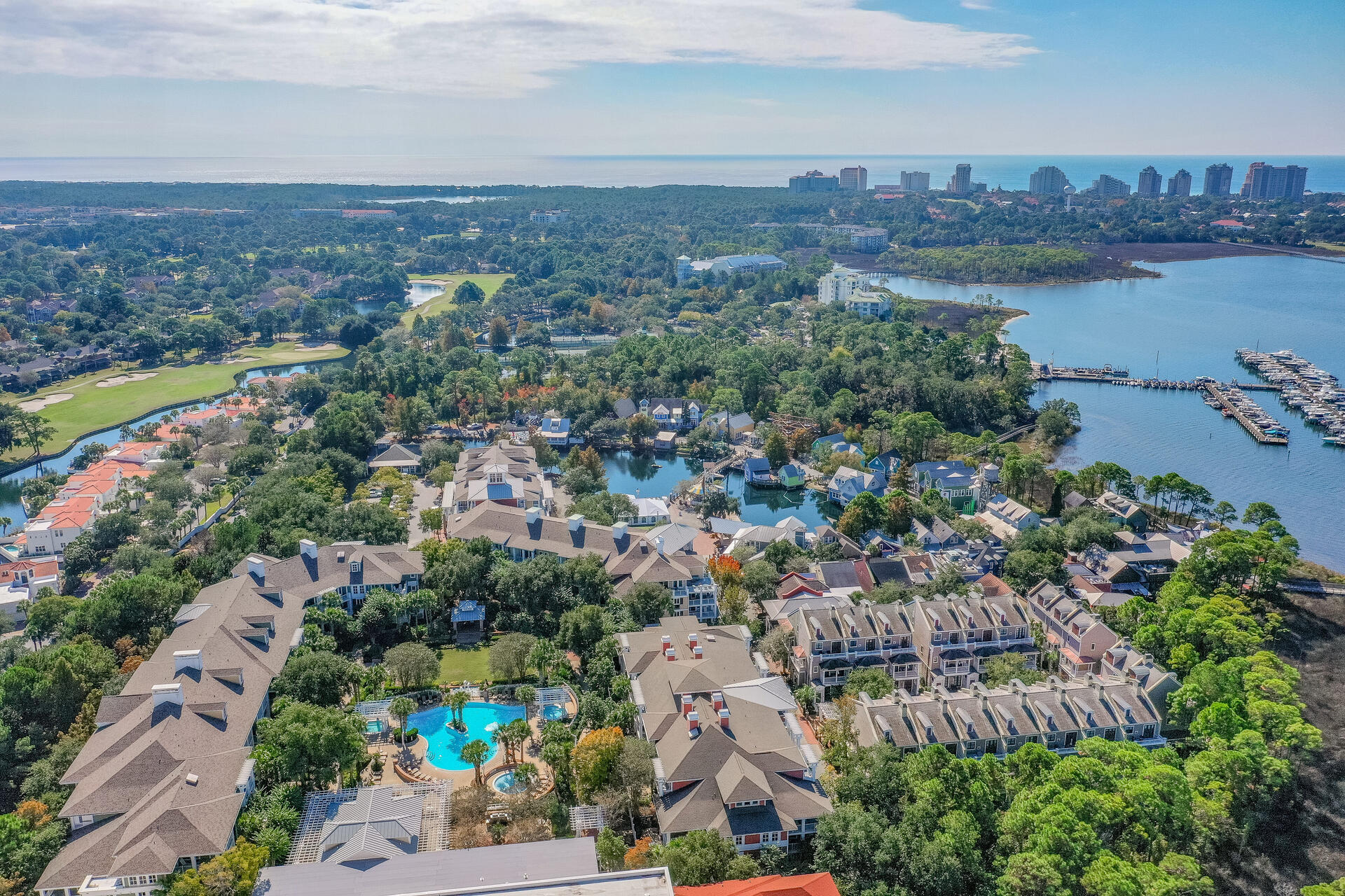 9201 Market Street Inn, Unit 162 Miramar Beach, FL 32550 - Photo 60 of 67 an aerial view of a city with lots of residential buildings