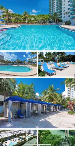 a view of swimming pool with outdoor seating