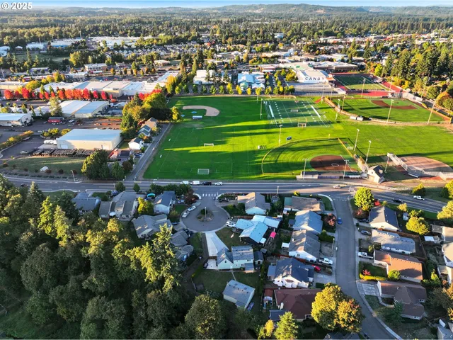 an aerial view of a city with lots of residential buildings