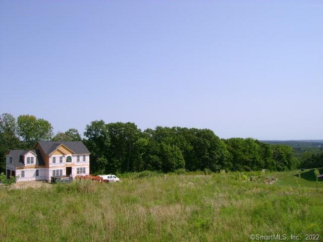 a view of a large garden with a house in the background