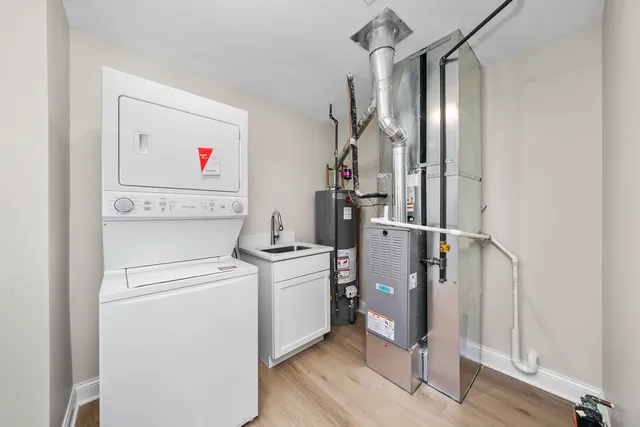 a storage room with washer and dryer