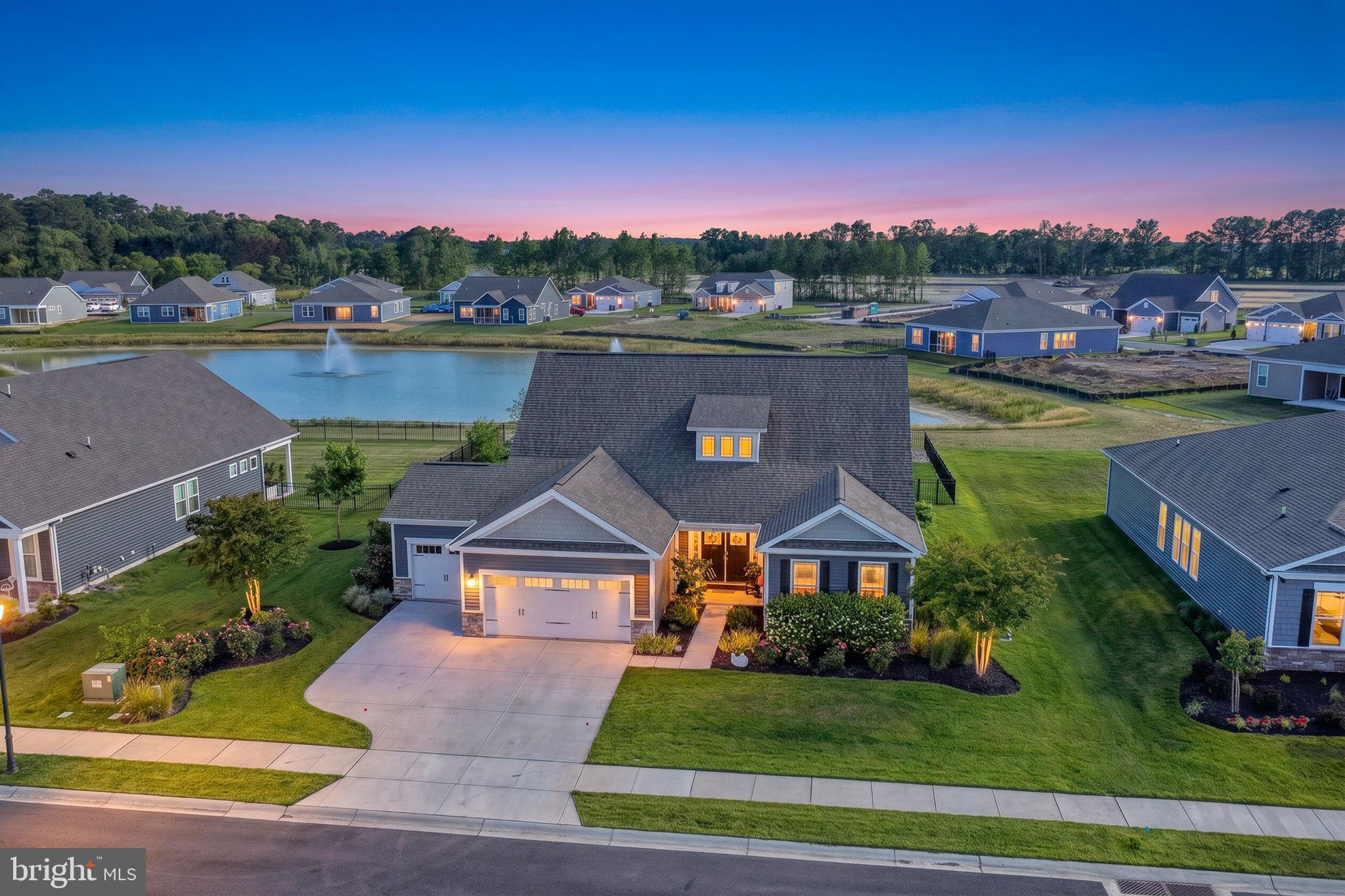 Charming home by serene waterscape.