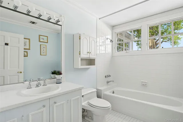 a bathroom with a toilet a sink a tub and a window