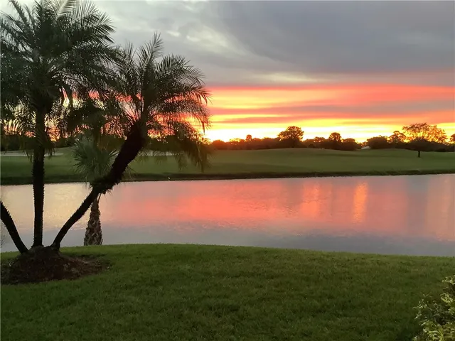 a view of a lake and mountain in the back