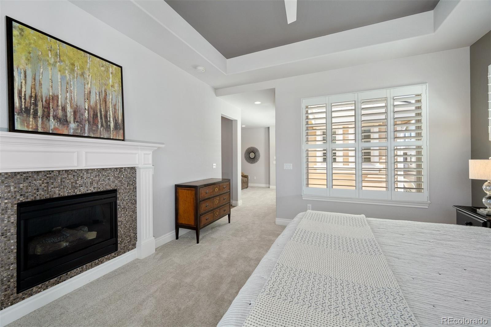 10140 RidgeGate Circle Lone Tree, CO 80124 - Photo 22 of 32 a living room with furniture and a fireplace