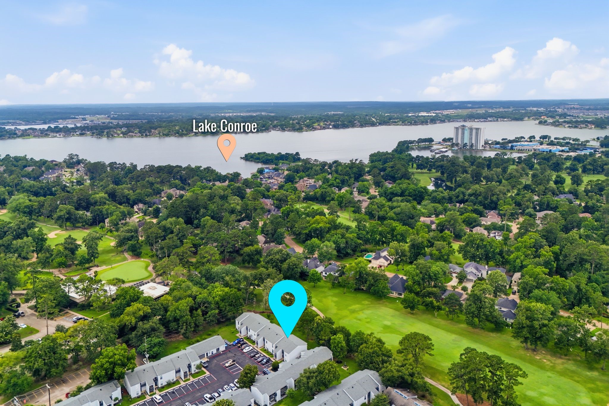 13151 Walden Road, Unit 131 Montgomery, TX 77356 - Photo 27 of 35 Elevated aerial perspective showcasing nearby parks and recreational areas.