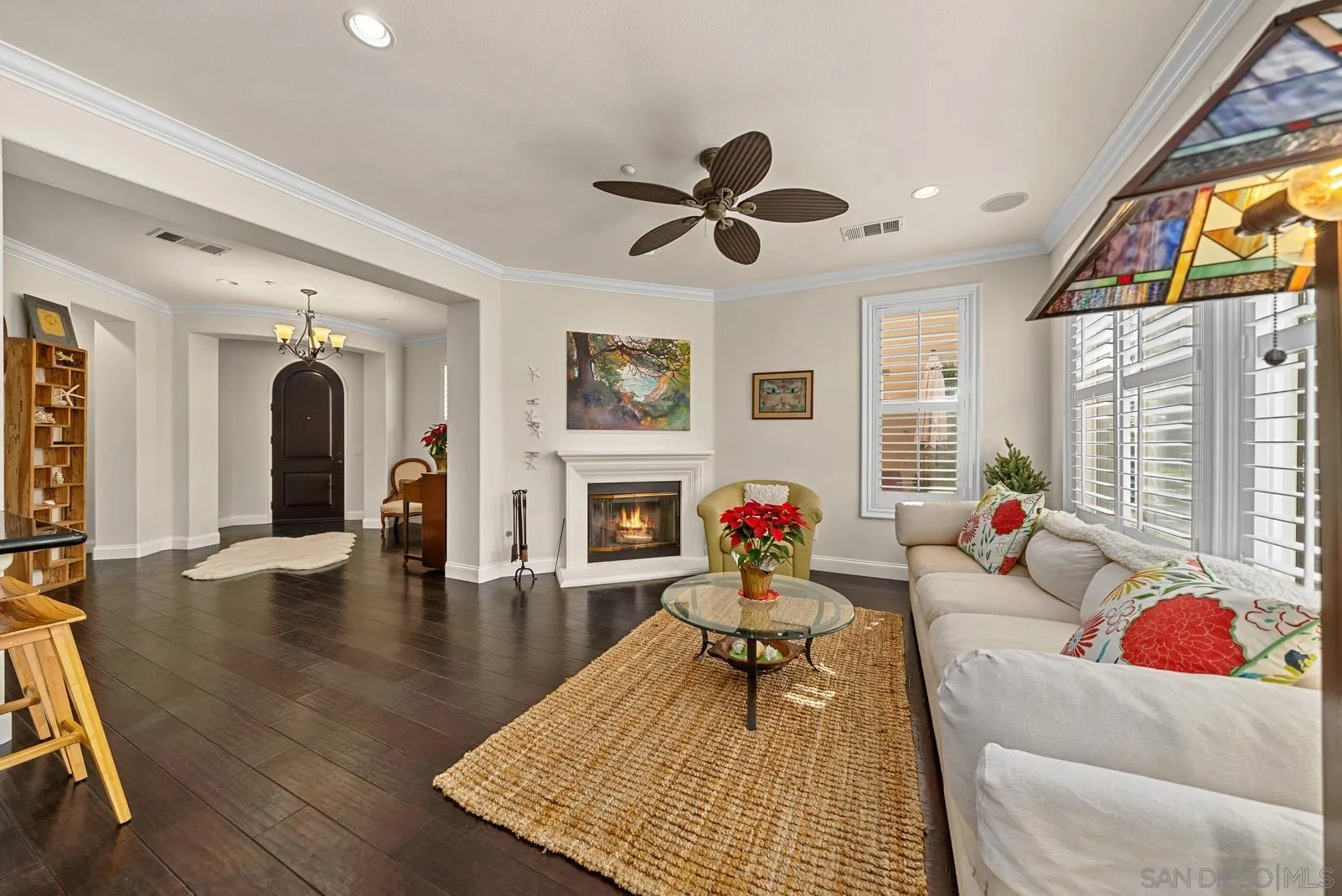 558 Beach Street Encinitas, CA 92024 - Photo 8 of 29 a living room with fireplace furniture and a wooden floor