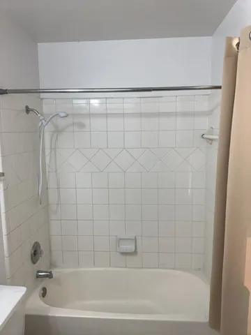 a bathroom with a bathtub
