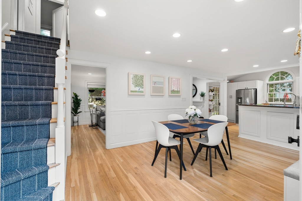 145 Pond Brook Road Newton, MA 02467 - Photo 5 of 39 a view of a dining room with furniture and wooden floor