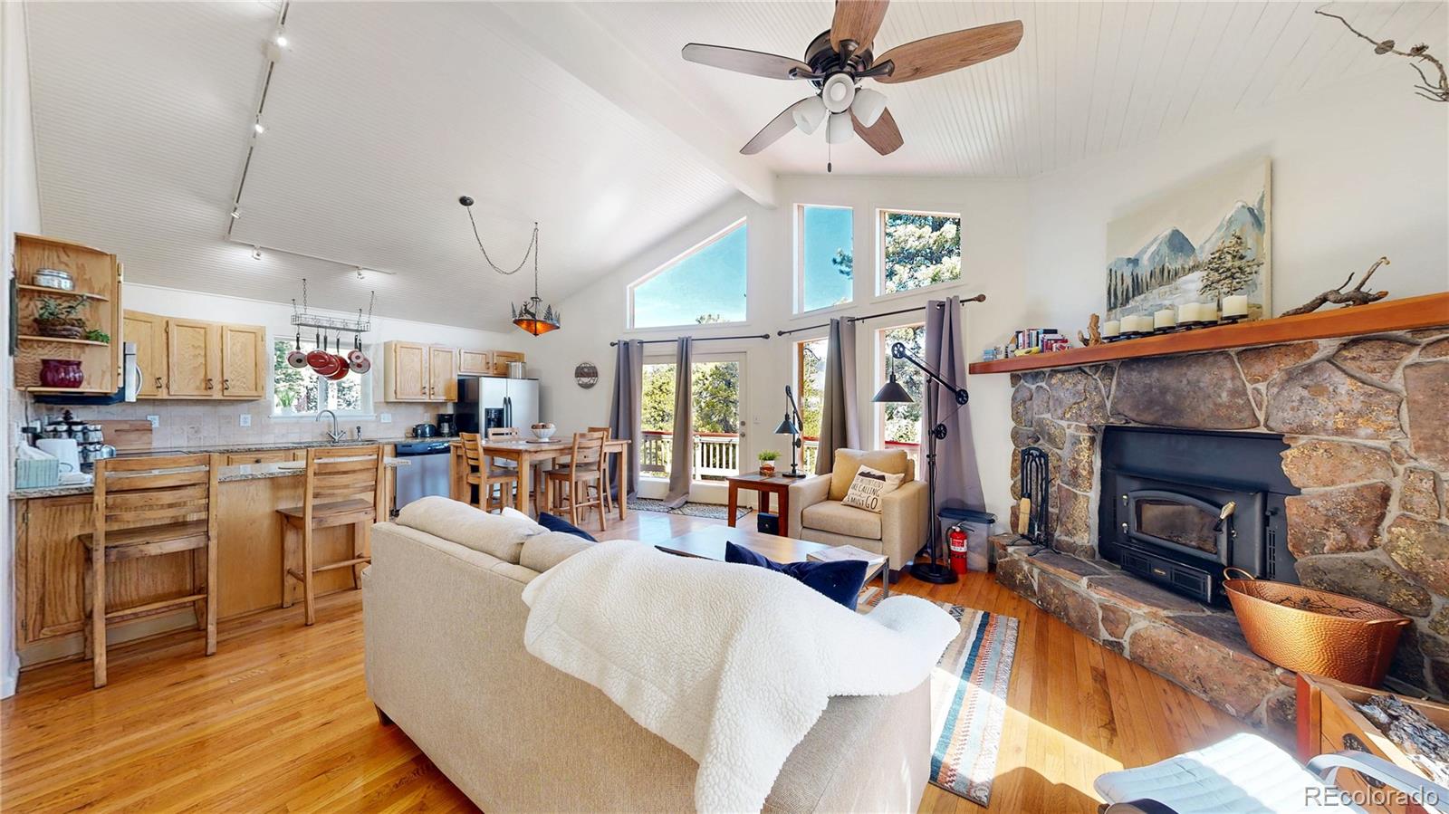 225 Rd P62 Bailey, CO 80421 - Photo 9 of 49 a living room with furniture fireplace and a flat screen tv