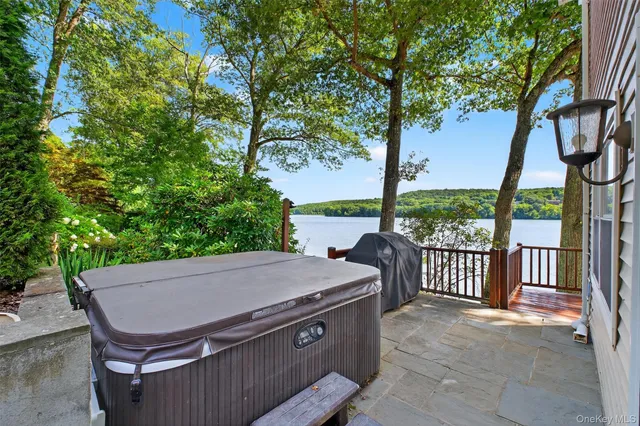 an outdoor view with patio