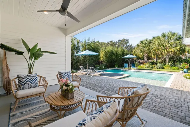 a bathroom with a potted plant