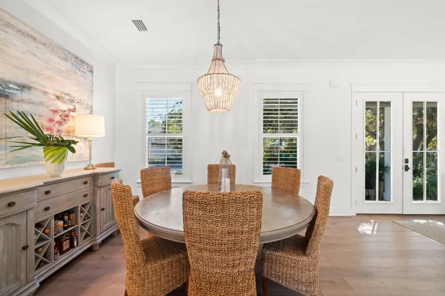 a view of a park with large trees